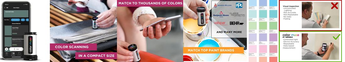 COLOR MUSE Colorimeter - Mobile Color Matching Tool - Instantly Identify Closest Matching Paint Colors, Products, and Digital Color Values